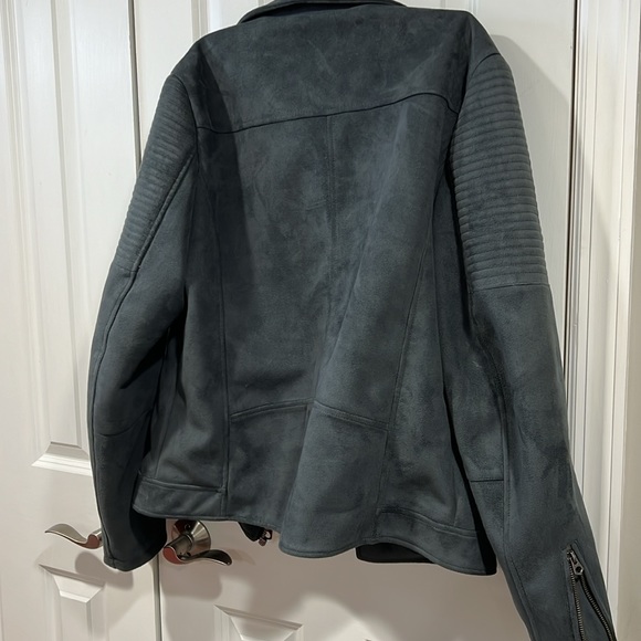 ASOS faux suede leather motor jacket short men’s large gray - Picture 7 of 7